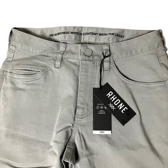 Rhone Pants Mens Grey Slim Straight Griffin Twill 5 Pocket Stretch 28 x 33 - Picture 3 of 11
